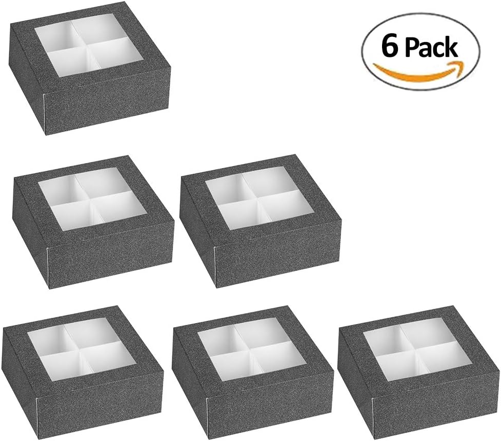 Hammont Window Box with 4 Sections - 6 Pack - Black