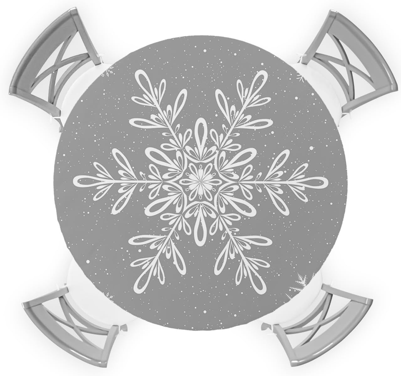 Christmas Snowflake Round Waterproof Table Cover for Indoor Outdoor Use