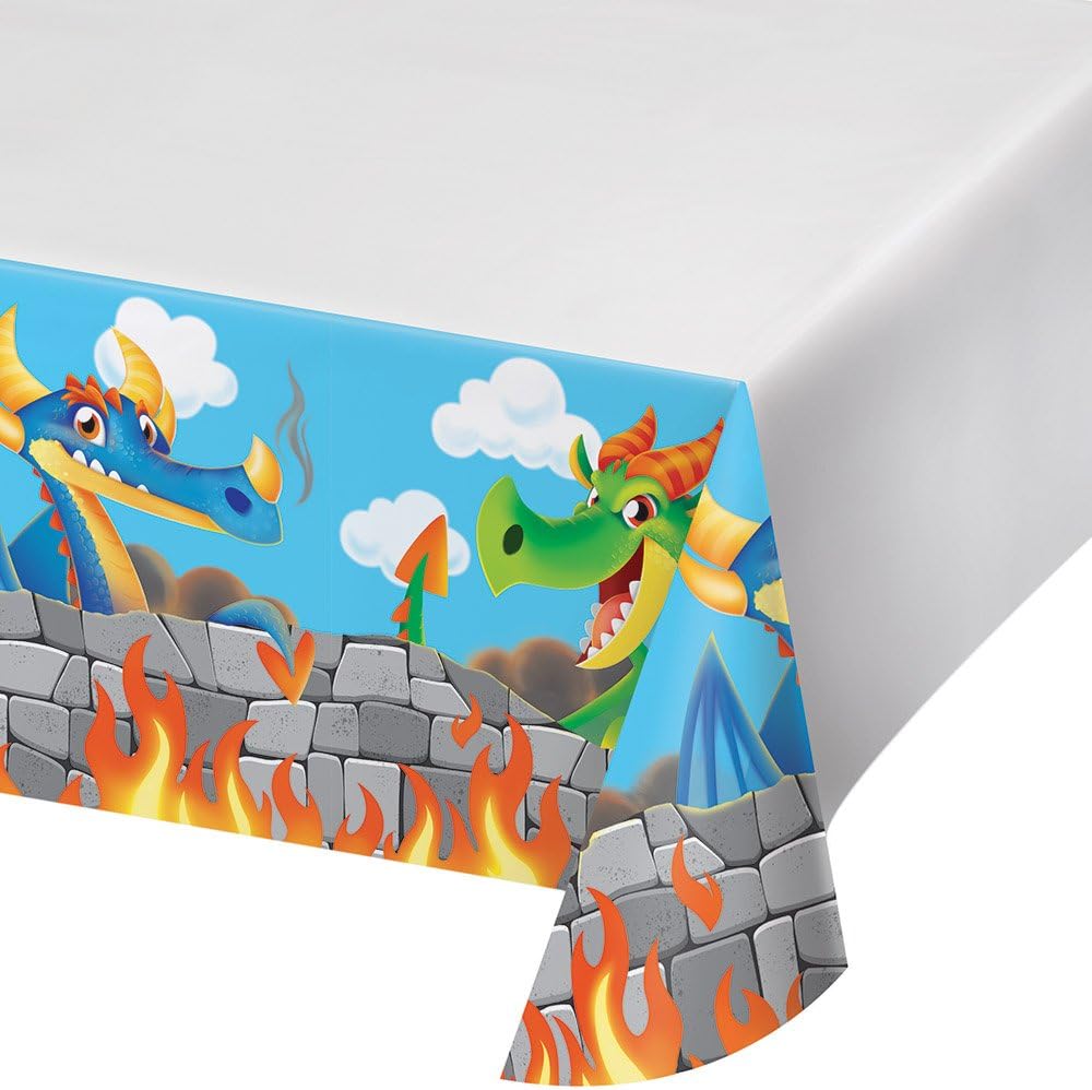 Creative Converting Border Print Plastic Tablecover with Dragons