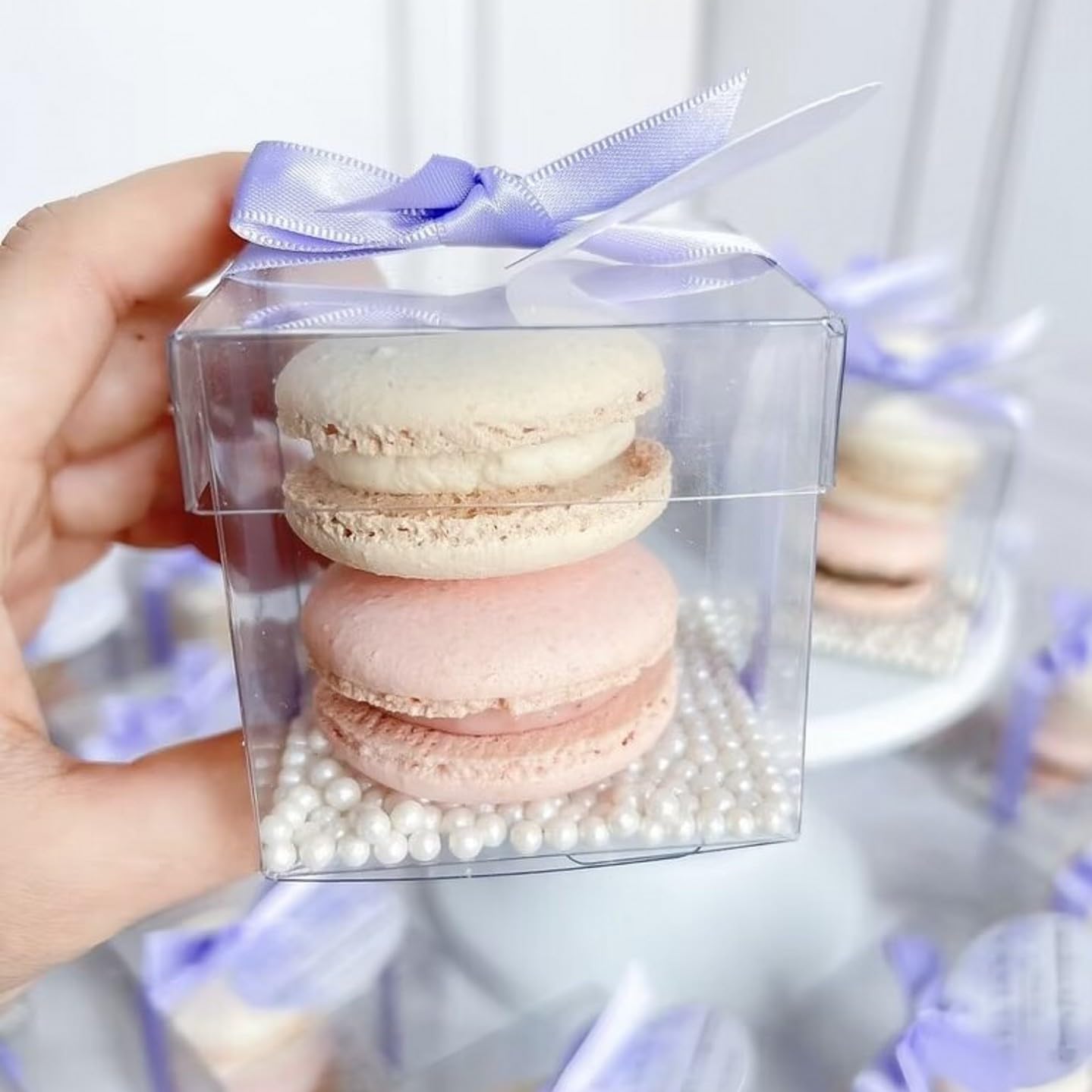 100 Pack Clear Gift Boxes for Macarons and Small Treats