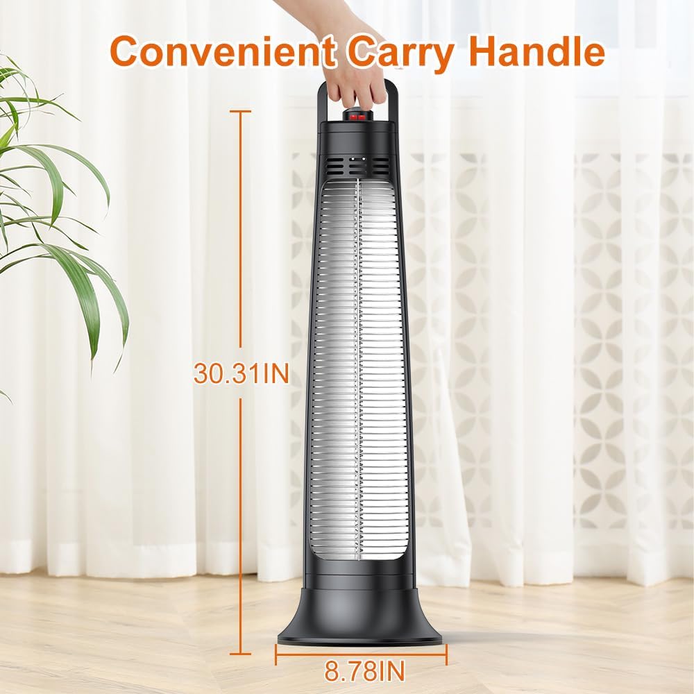 FLOWBREEZE Electric Patio Heater with 60 Degree Oscillation and 3S Instant Heating