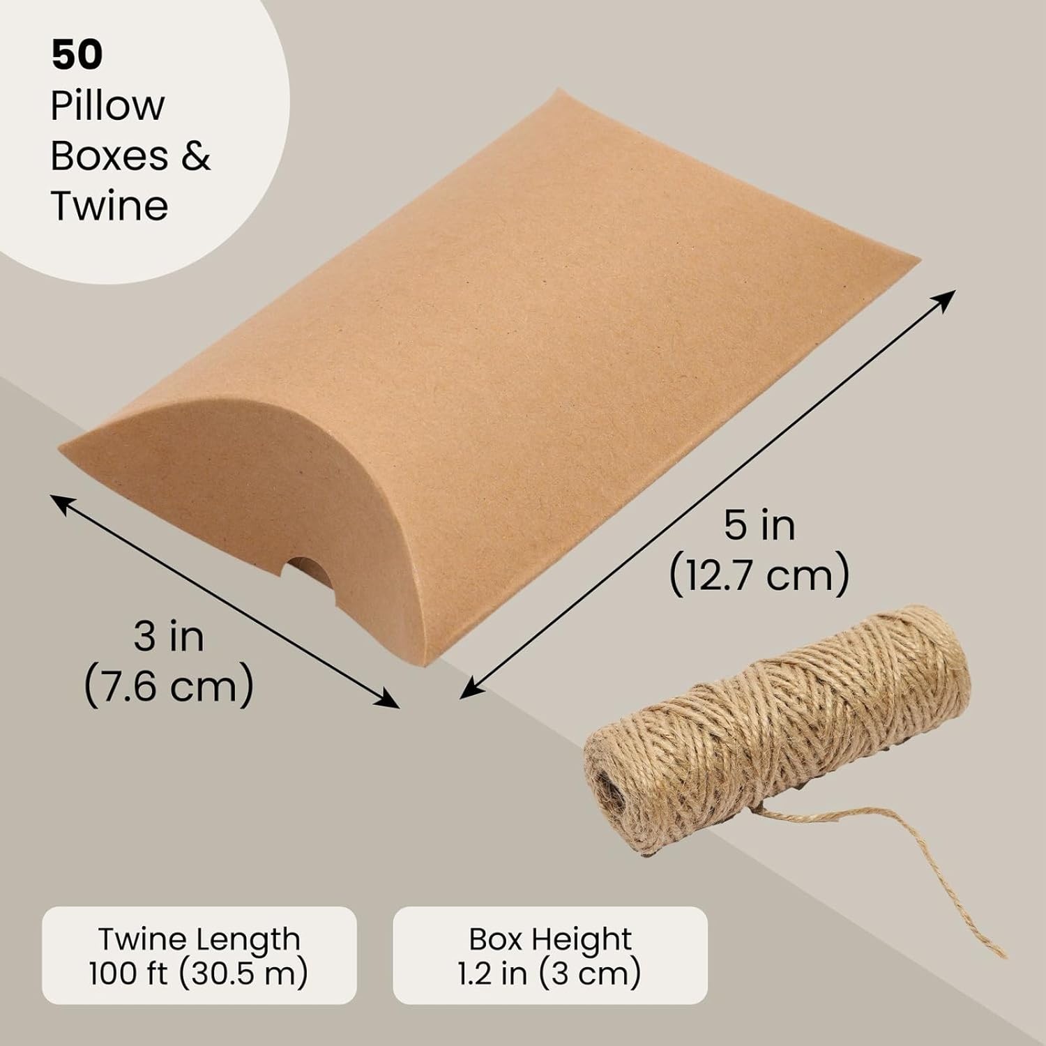 Bright Creations 50-Pack Pillow Boxes with Jute Twine
