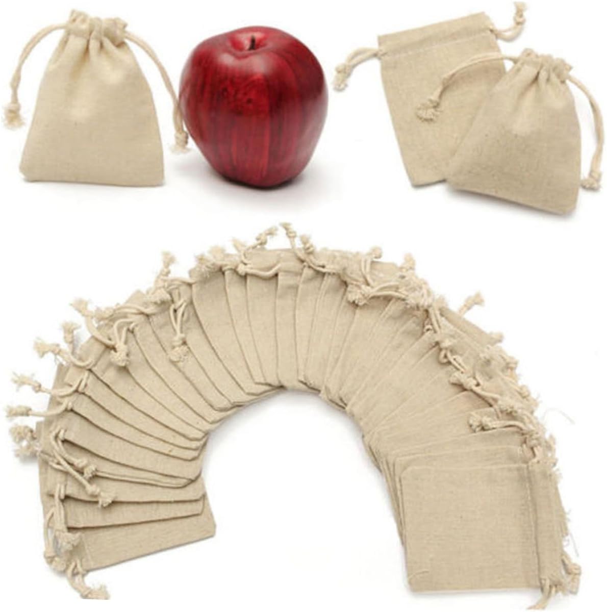 NIYANGLE 50pcs Burlap Drawstring Pouches for Jewelry Candy Party Favors