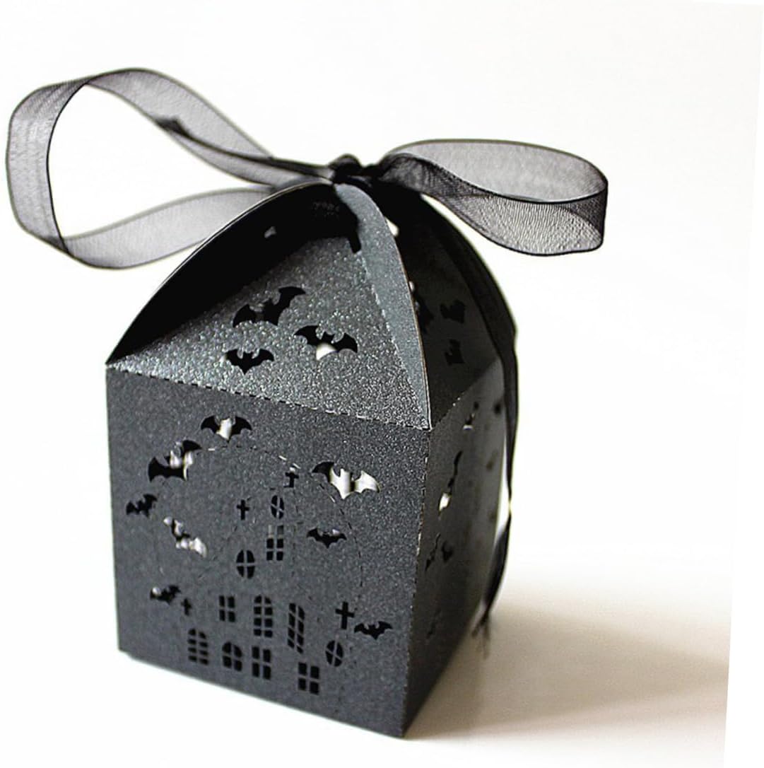 FOMIYES 50Pcs Bat Hollowed Out Wedding Favor Boxes Iridescent Paper Candy Packaging
