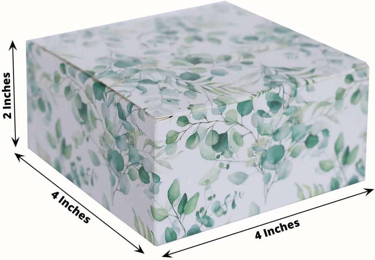 Efavormart 25 Pack White Green Eucalyptus Gift Boxes