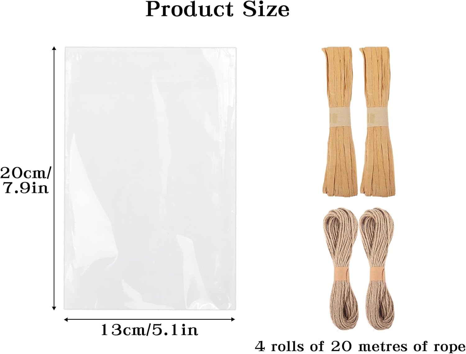 Klmnop 200Pcs Clear Soap Bags with Hemp and Paper Rope Packaging Set