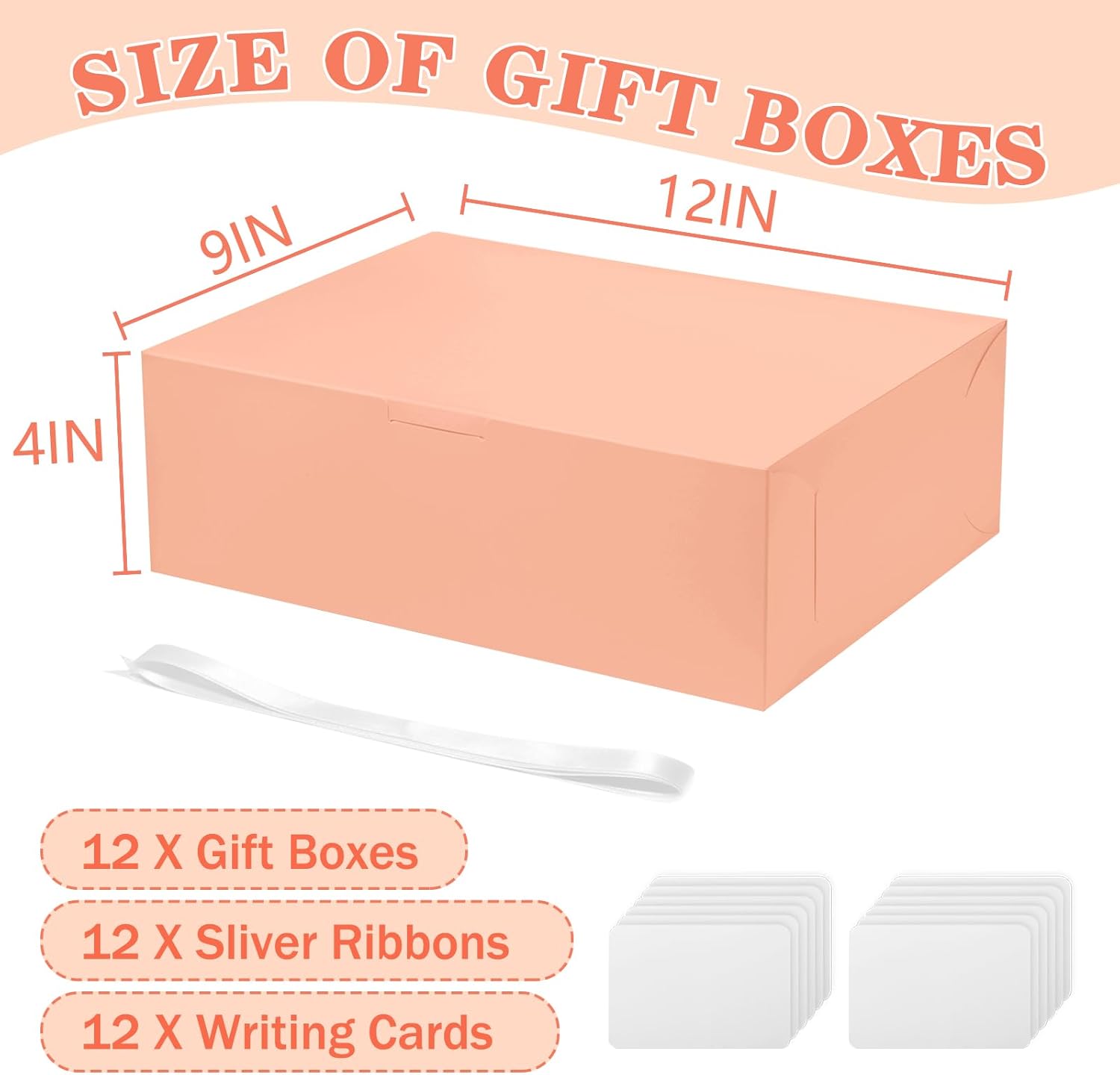 12 Pcs Large Pink Gift Boxes with Lid and Ribbon