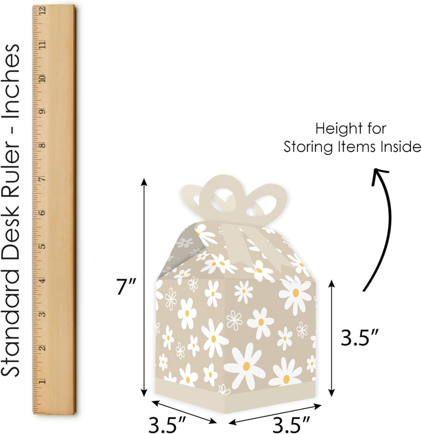 Big Dot of Happiness Tan Daisy Flowers Gift Boxes - Set of 12