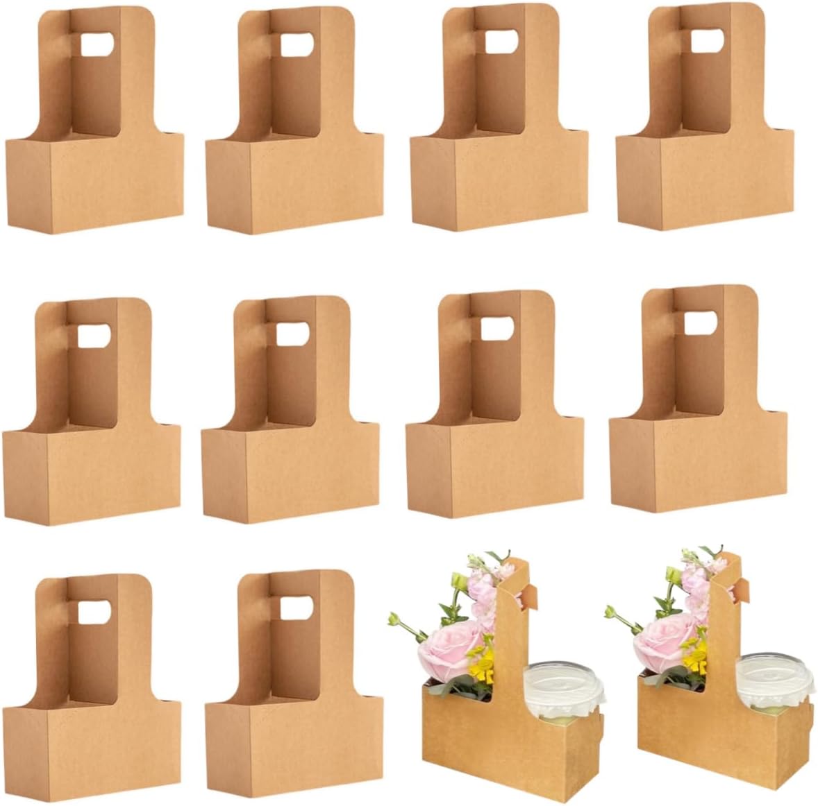 Enorteen 25 Pcs Kraft Paper Flower Gift Bags