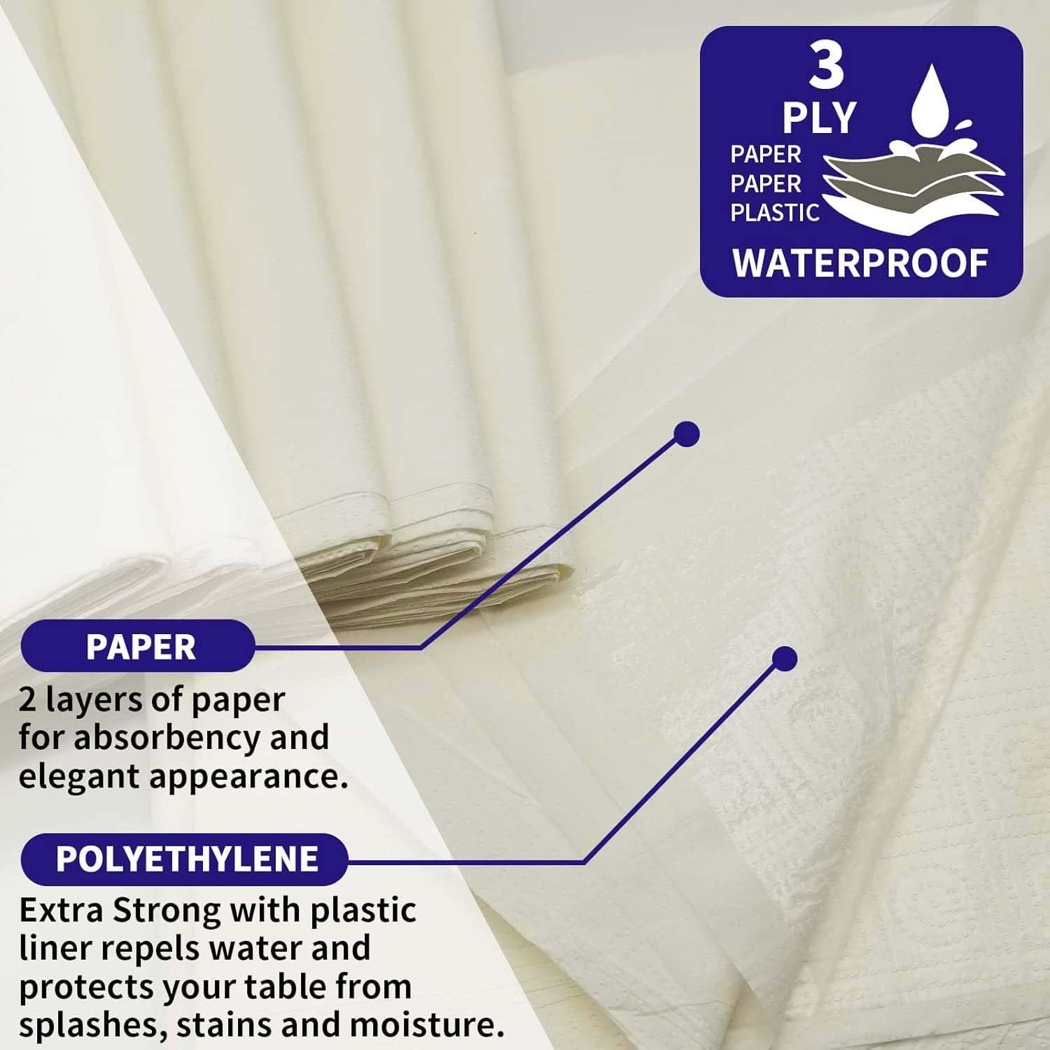 6 Pack Cream White Paper Tablecloth for Rectangle Tables 54x108 Inch