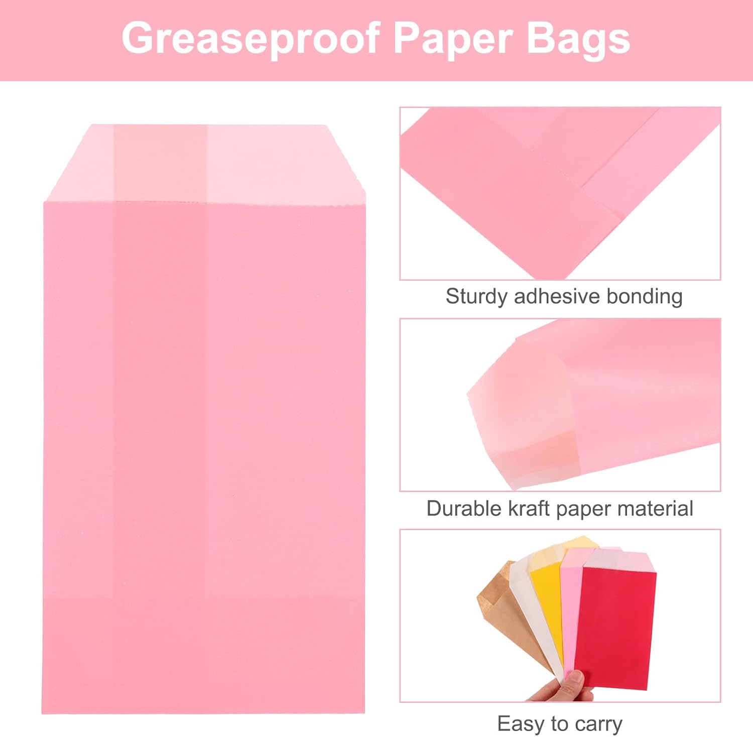 Uxcell 100Pcs Kraft Paper Treat Bags 6x4 Inch