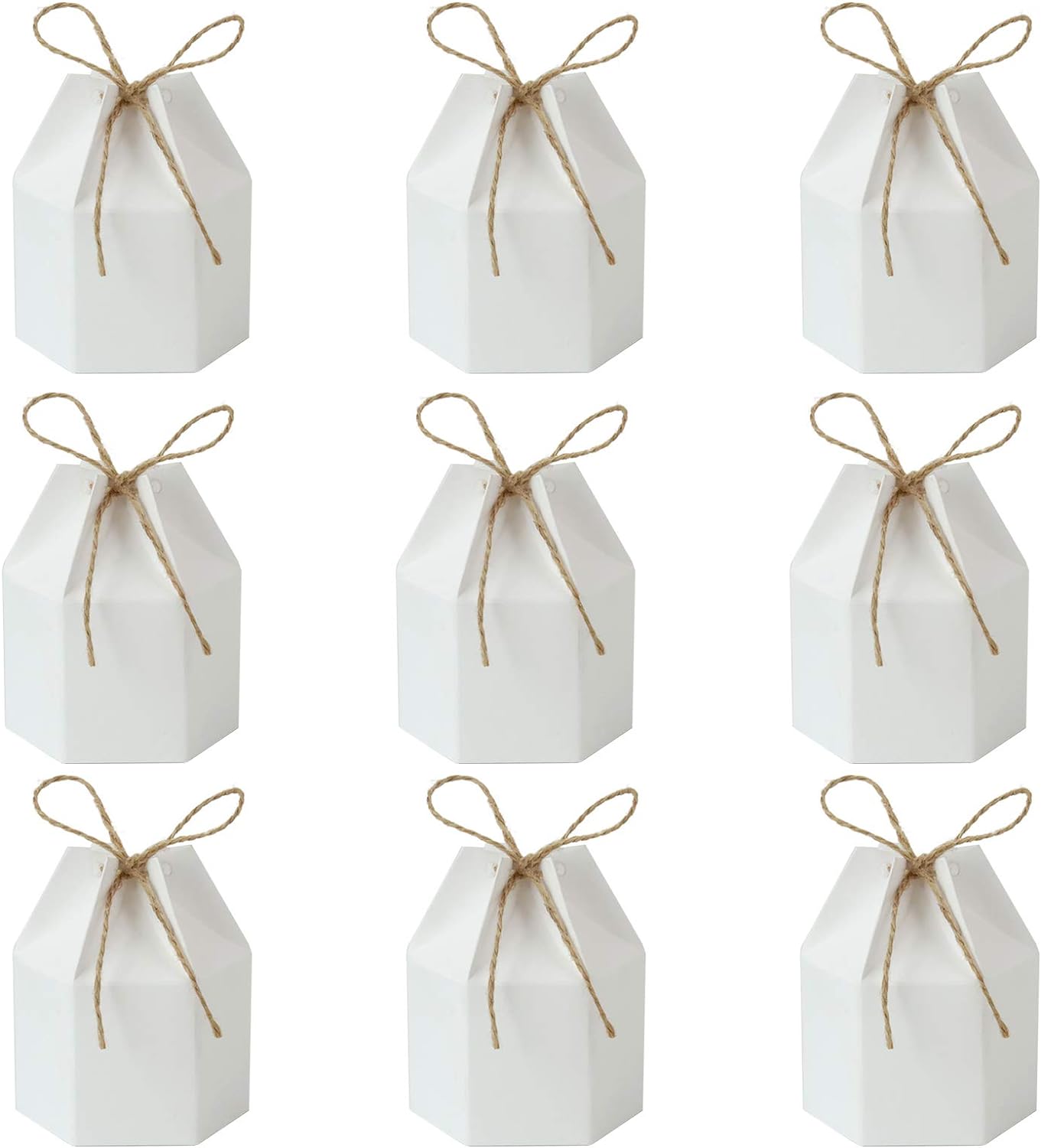 50 Pack White Kraft Gift Boxes with Twine