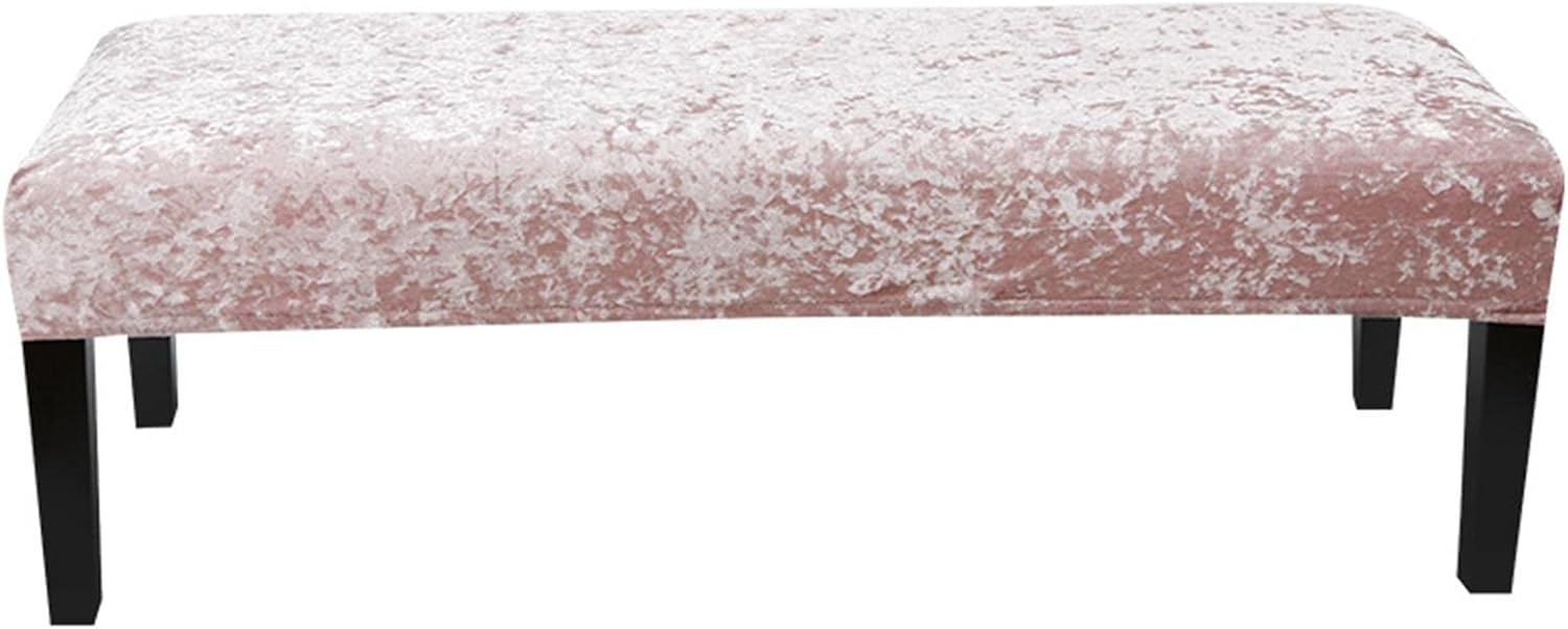 Pink Elastic Bench Cover for Dining Room and Bedroom