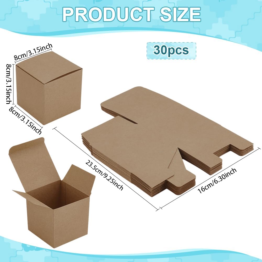 PH PandaHall 30pcs Brown Square Paper Gift Boxes