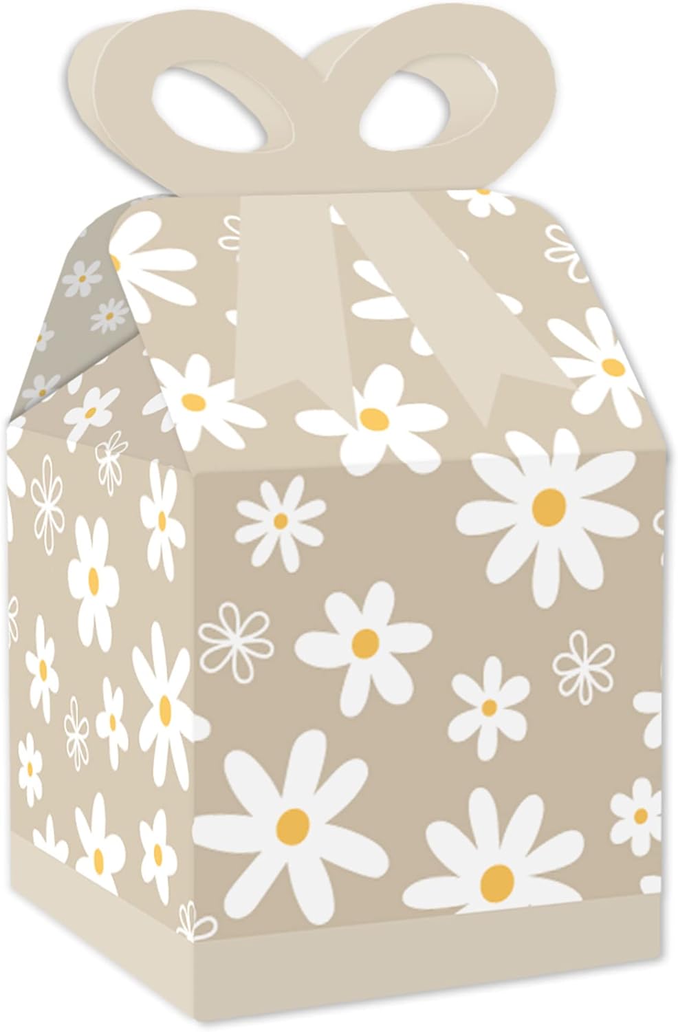 Big Dot of Happiness Tan Daisy Flowers Gift Boxes - Set of 12