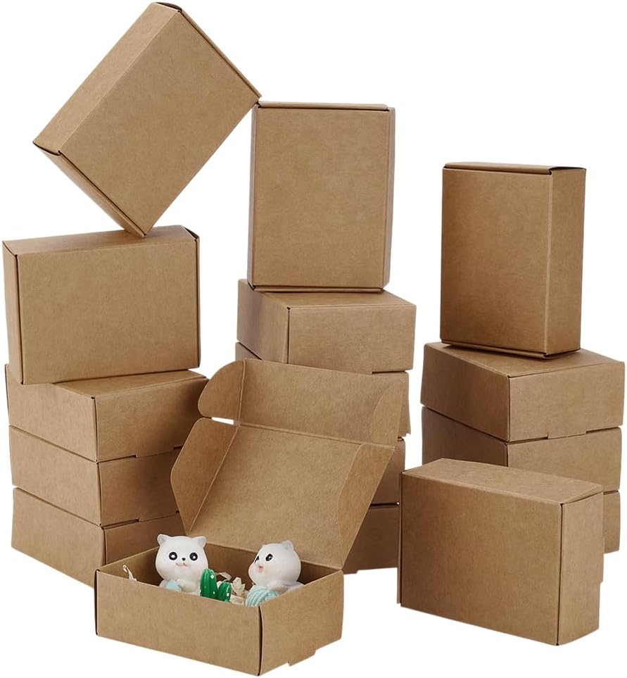 PH PandaHall 20pcs Brown Gift Box for Party Wedding Favor Packaging