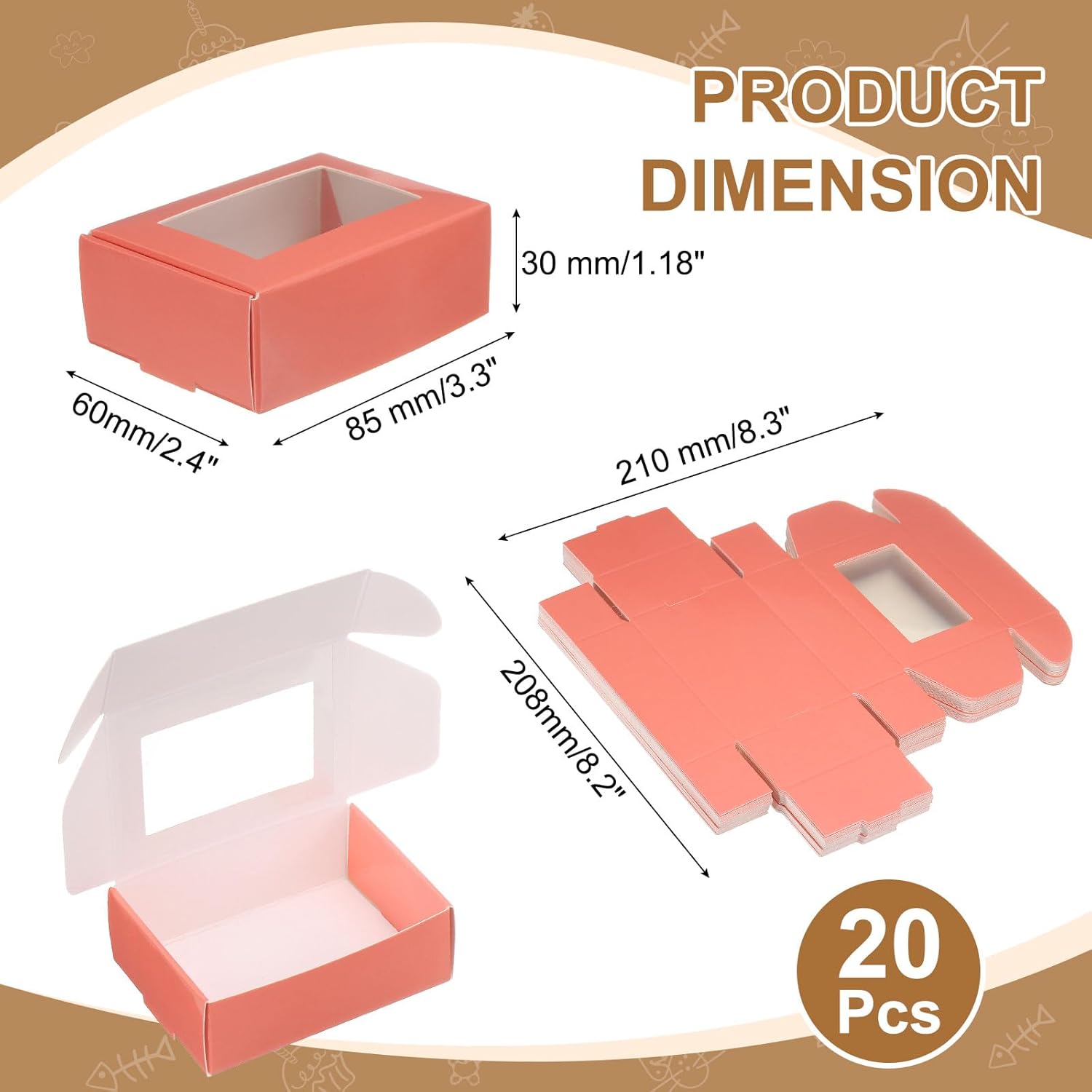 Uxcell 30Pcs Mini Kraft Soap Boxes with Clear Window Pink