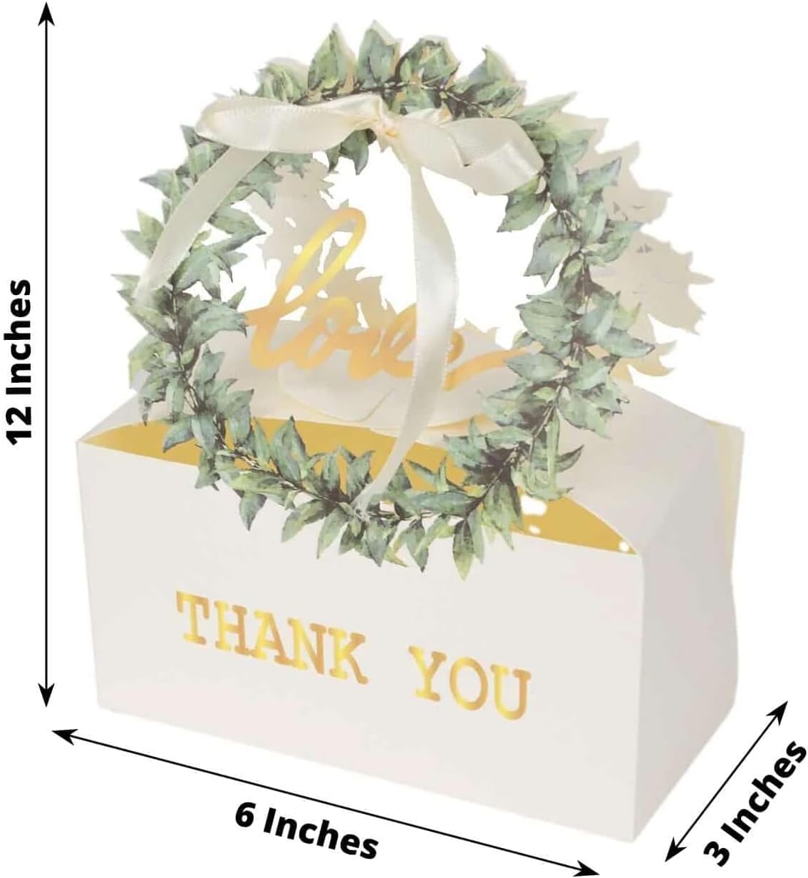 Efavormart 25 Pack White Love Wreath Gift Boxes With Ribbon