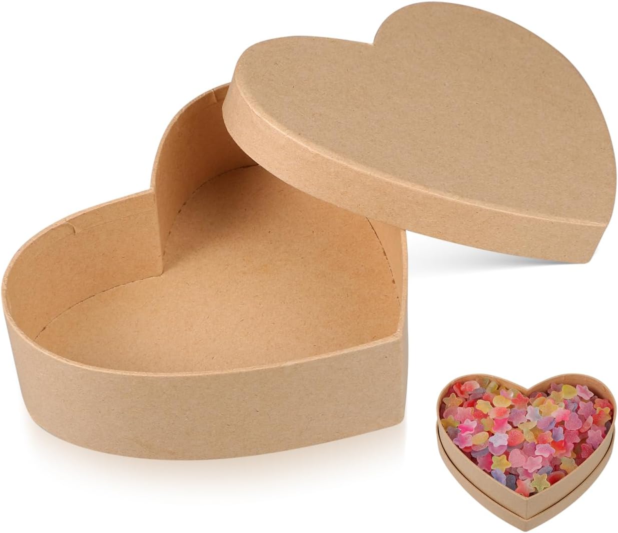 Ipetboom Heart Kraft Paper Box with Lids 65x49x2 Inch