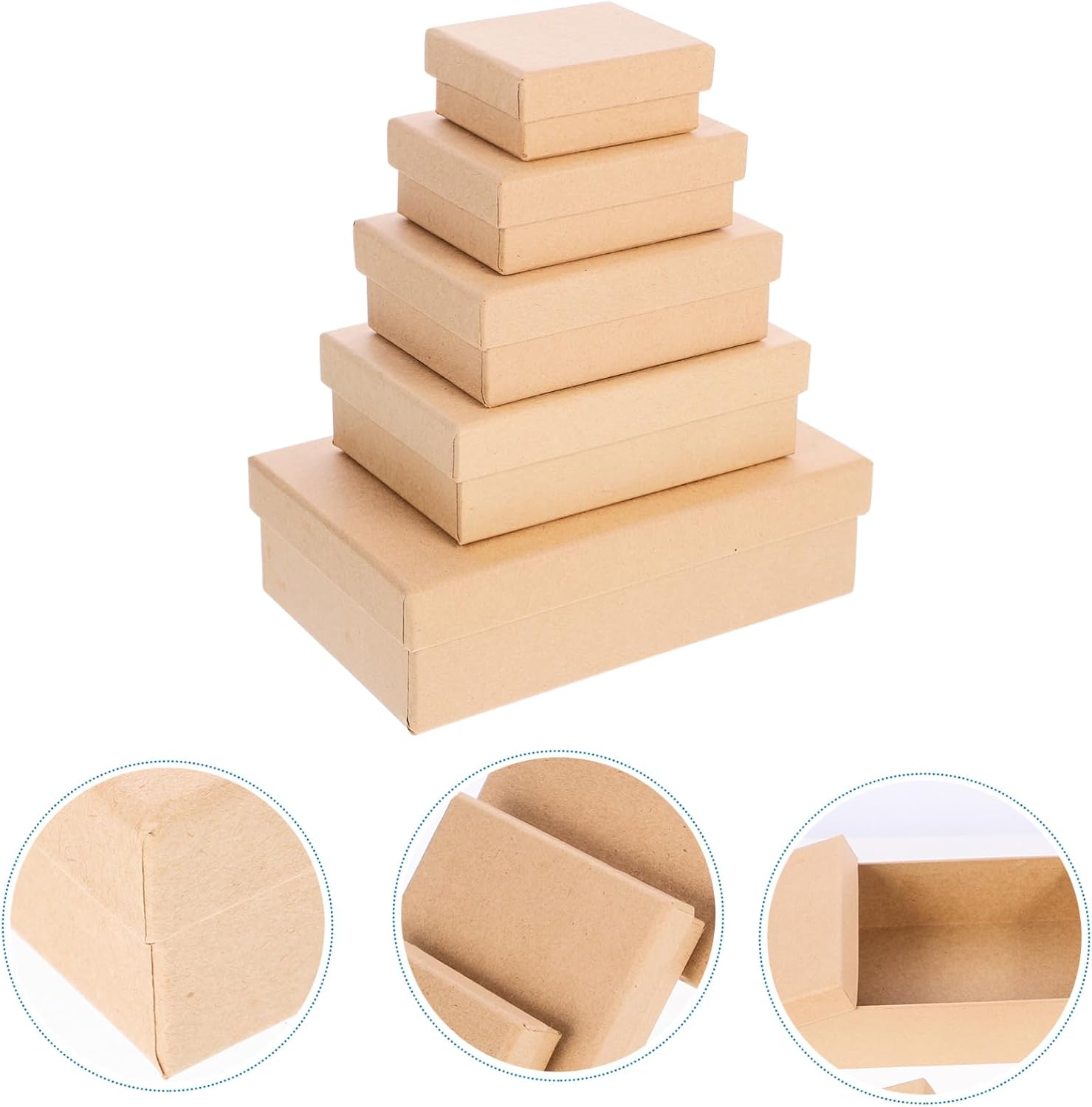 SHERCHPRY 5Pcs Kraft Gift Boxes for Wedding Favors and Parties