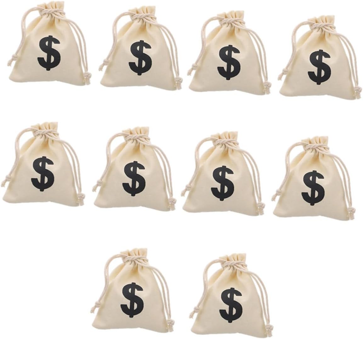 Holibanna 10 Pcs Canvas Drawstring Bags Set for Party Favors