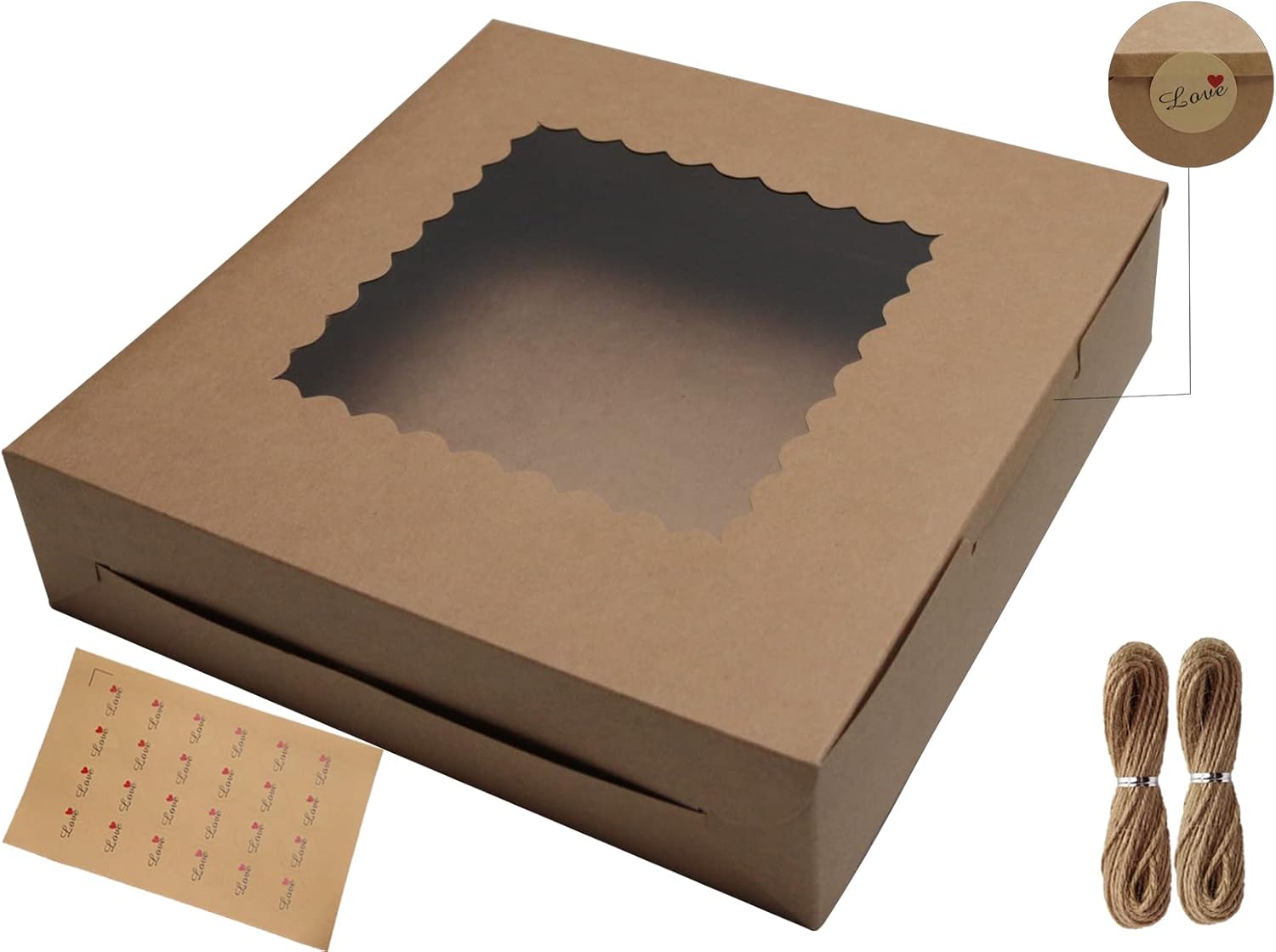 Brown Kraft Gift Boxes 10in with Window 10 Pack
