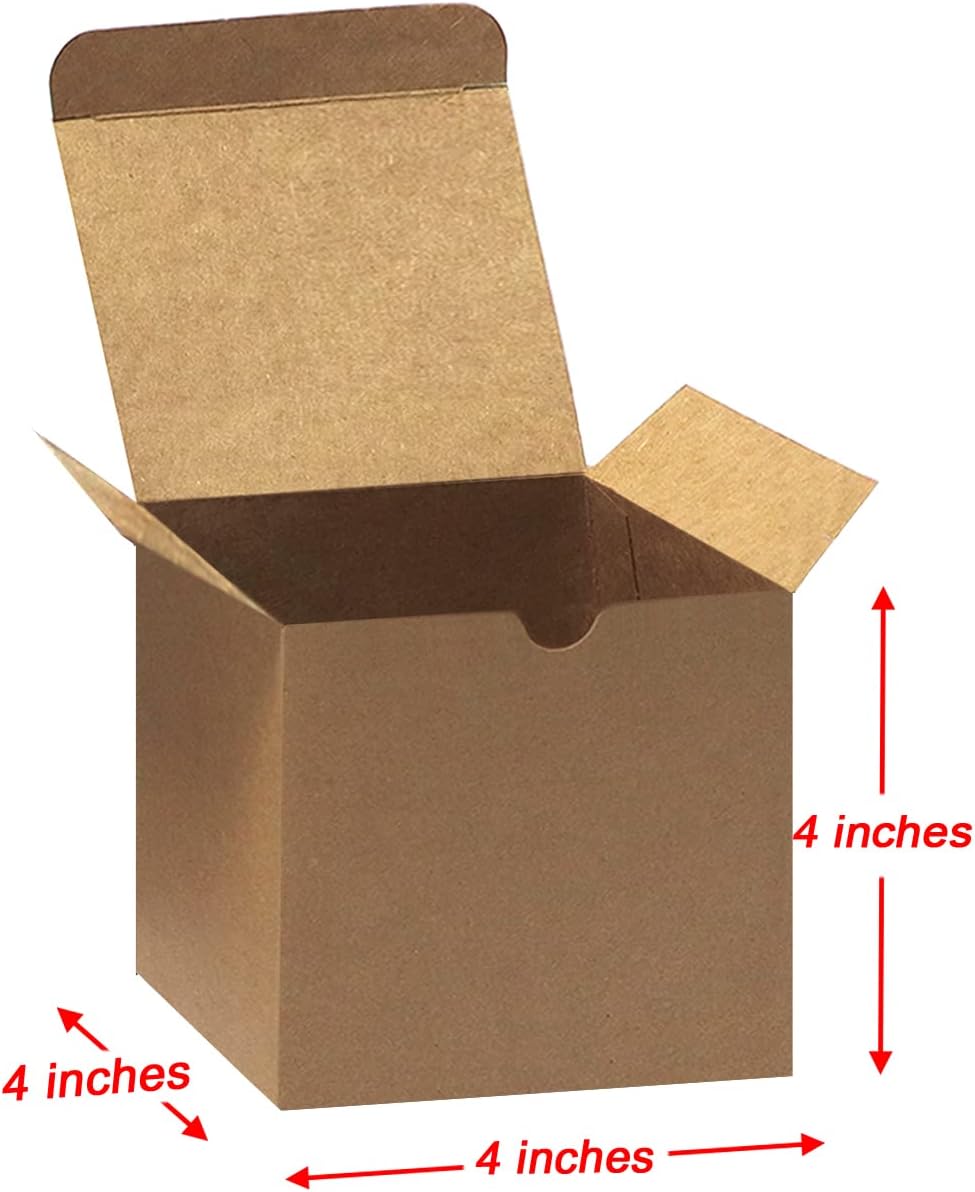 Bonfasvo 30 Pack 4x4x4 Inch Brown Gift Boxes with Lids