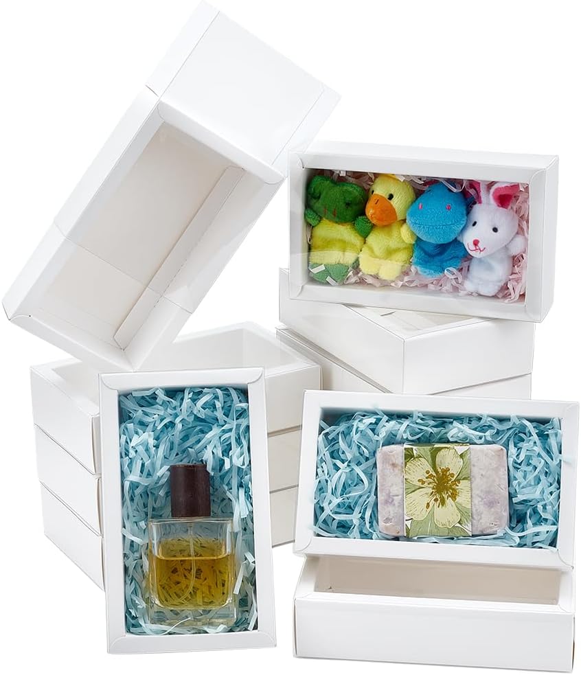 PH PandaHall 12pcs Clear Window Kraft Gift Boxes