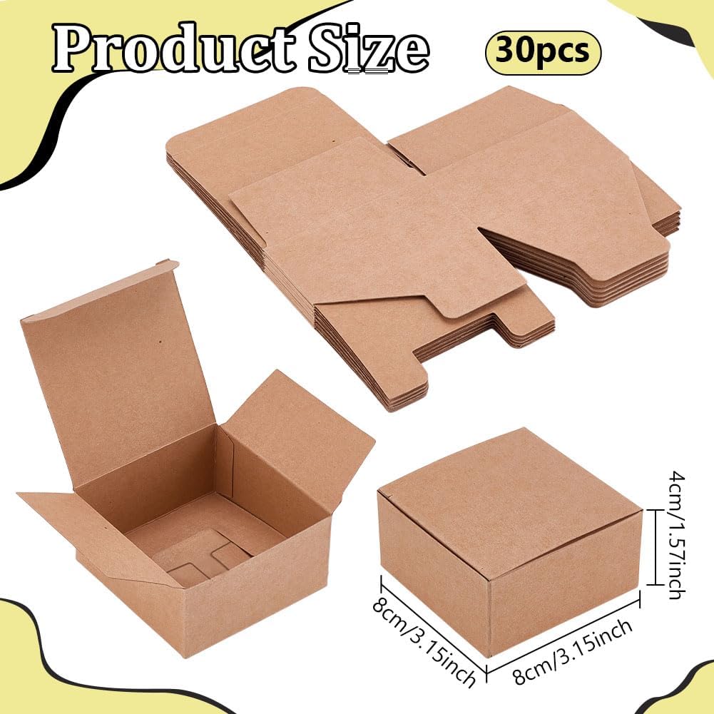 PH PandaHall 30pcs Foldable Square Candy Gift Boxes BurlyWood