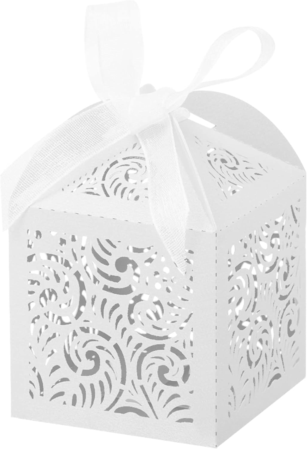 COTOPHER 100Pcs Laser Cut White Favor Boxes for Gifts
