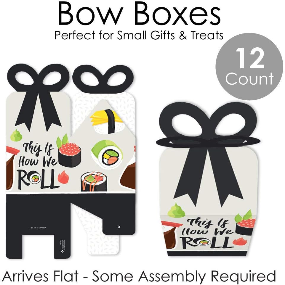 Big Dot of Happiness Lets Roll Sushi Bow Boxes Set of 12