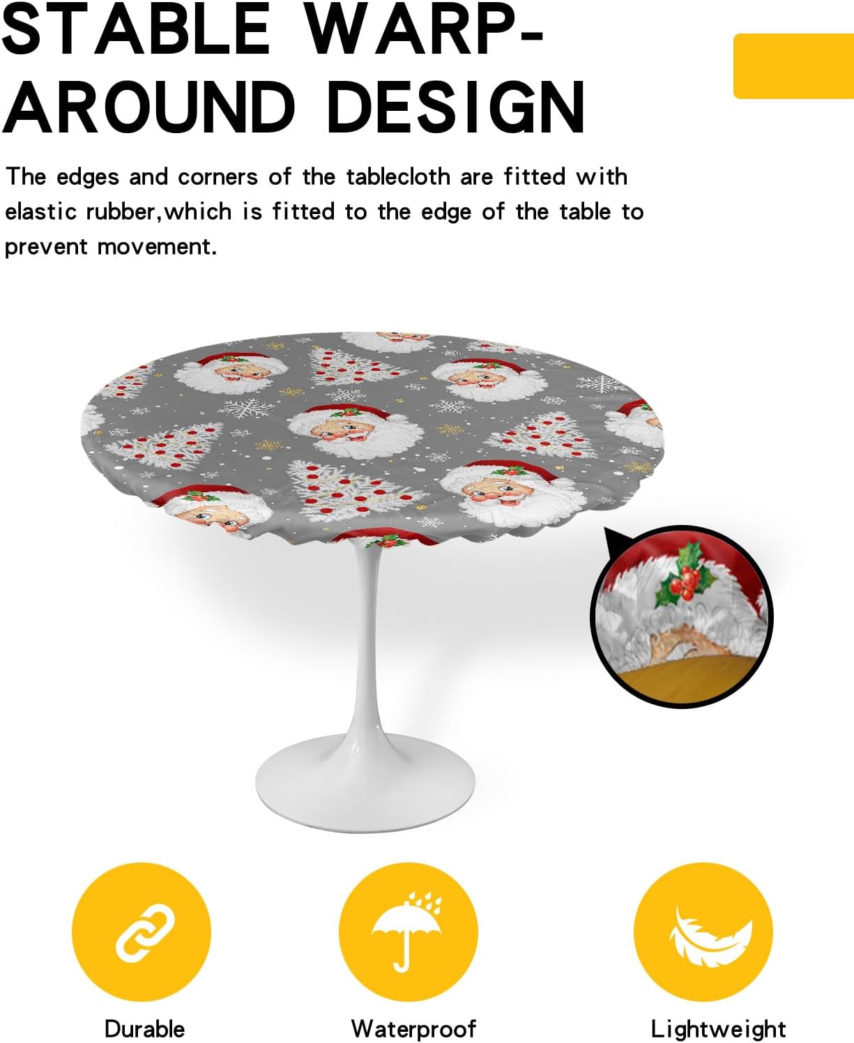 ZOE GARDEN Xmas Santa Round Waterproof Table Cover