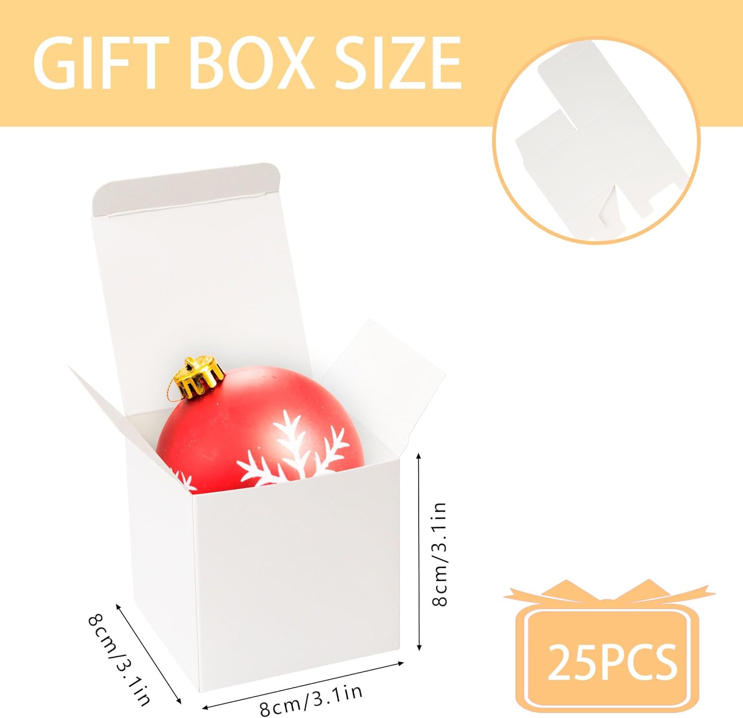 25pcs White Paper Gift Boxes 315x315x315 Inches Wedding Favor Boxes