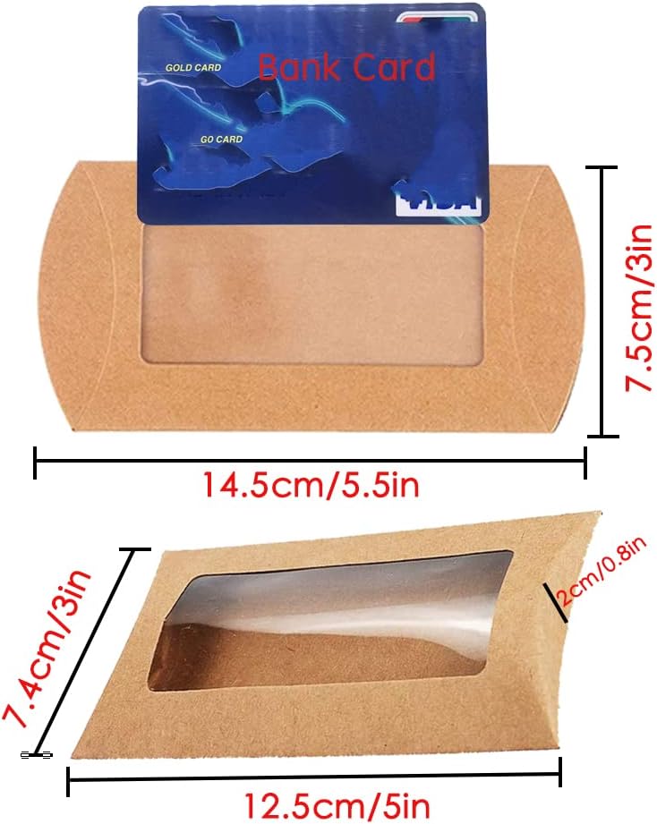40pcs Kraft Paper Mini Pillow Packaging Box with Clear Window
