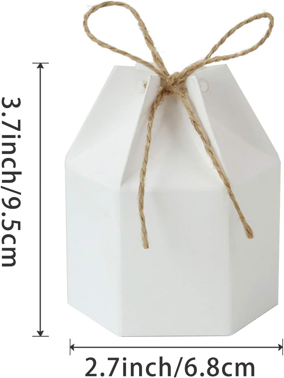 50 Pack White Kraft Gift Boxes with Twine