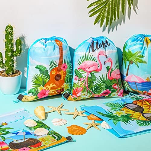 24 Pcs Hawaiian Themed Gift Bags with Drawstring