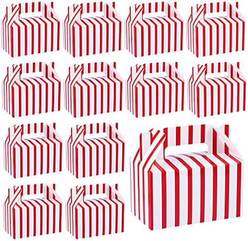 Elcoho 24 Pack Red White Circus Party Gift Boxes