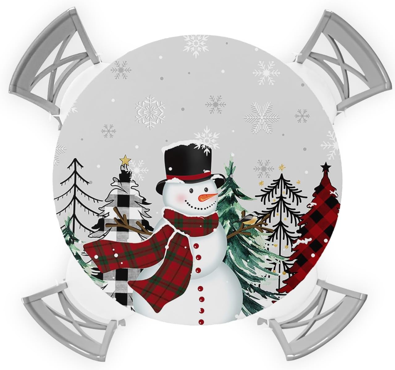 ZOE GARDEN Winter Snowman Round Waterproof Table Cover