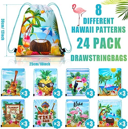 24 Pcs Hawaiian Themed Gift Bags with Drawstring