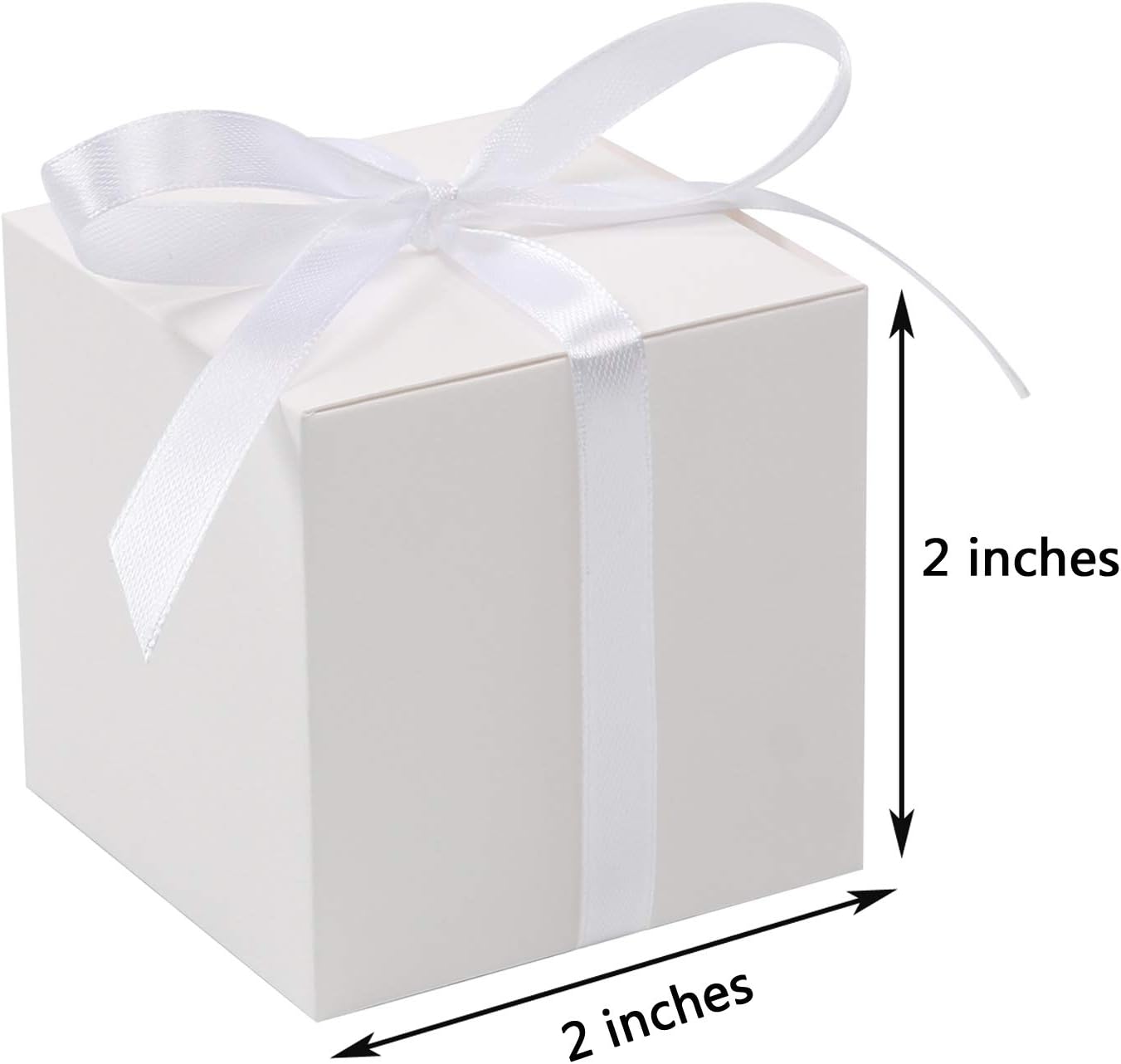 COTOPHER 60pcs White Cube Gift Boxes with Ribbons