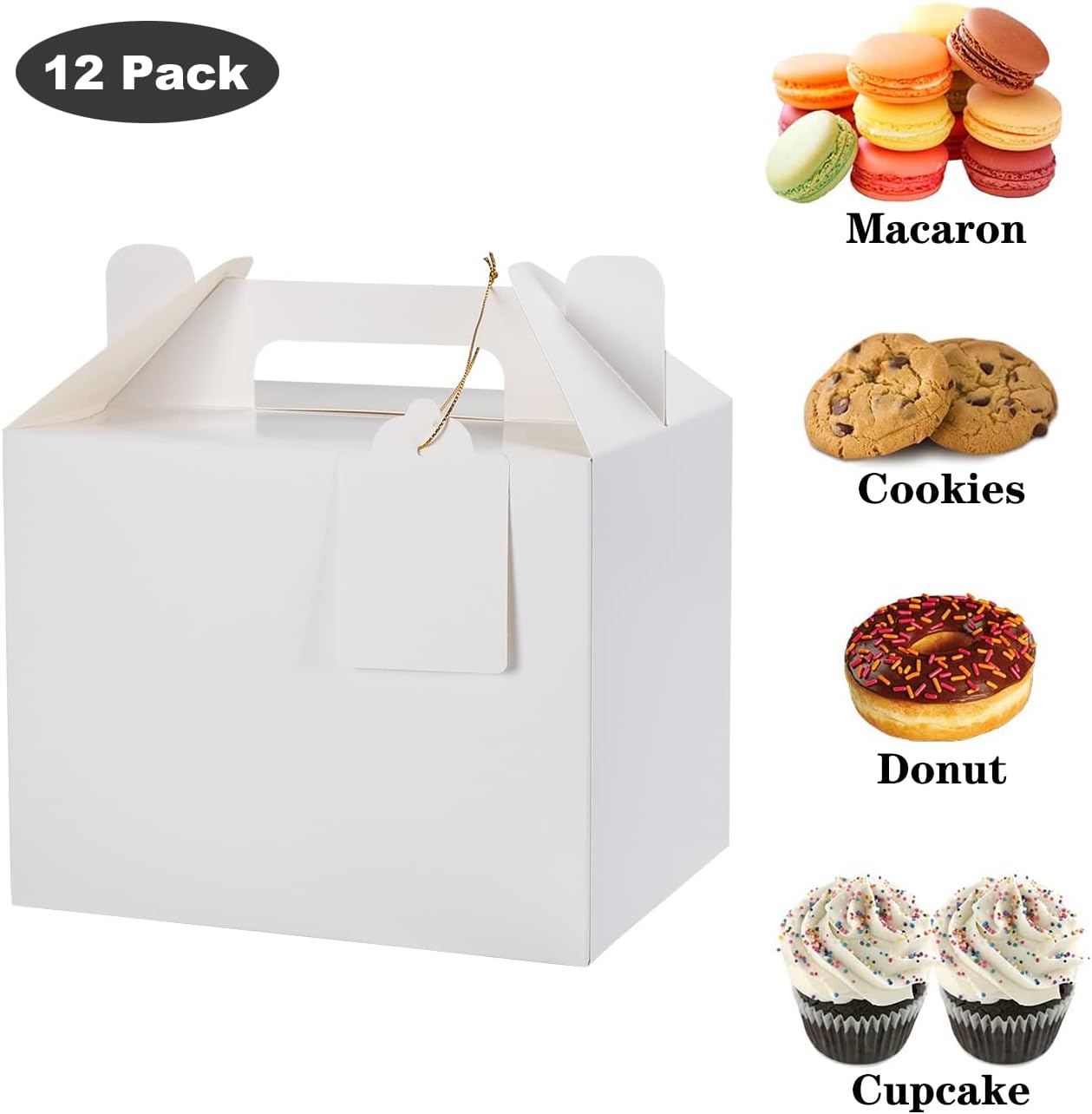 12 Pack White Treat Boxes for Parties and Gifts