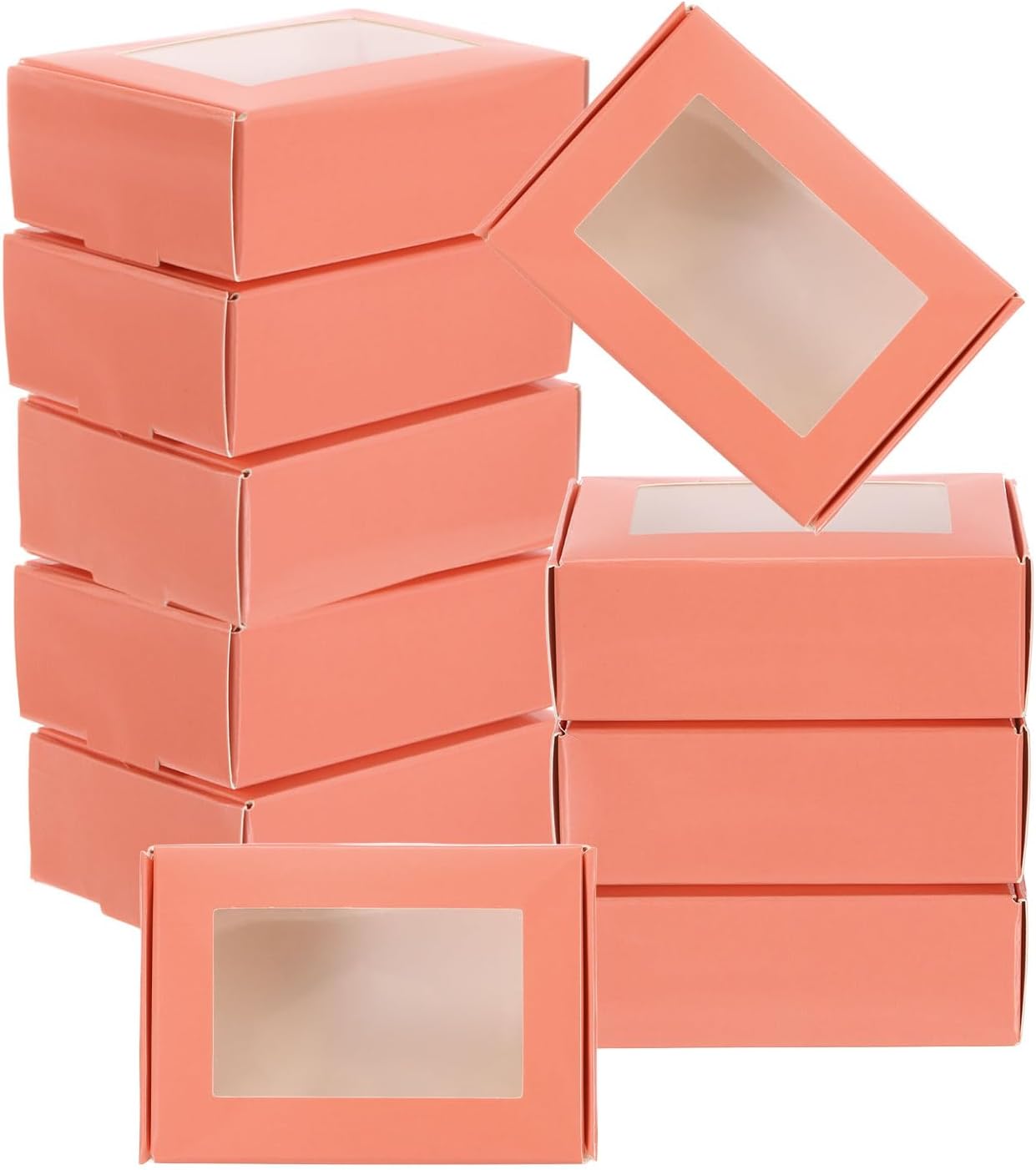 PATIKIL Pink Small Rectangle Gift Boxes with Window 30 Pack