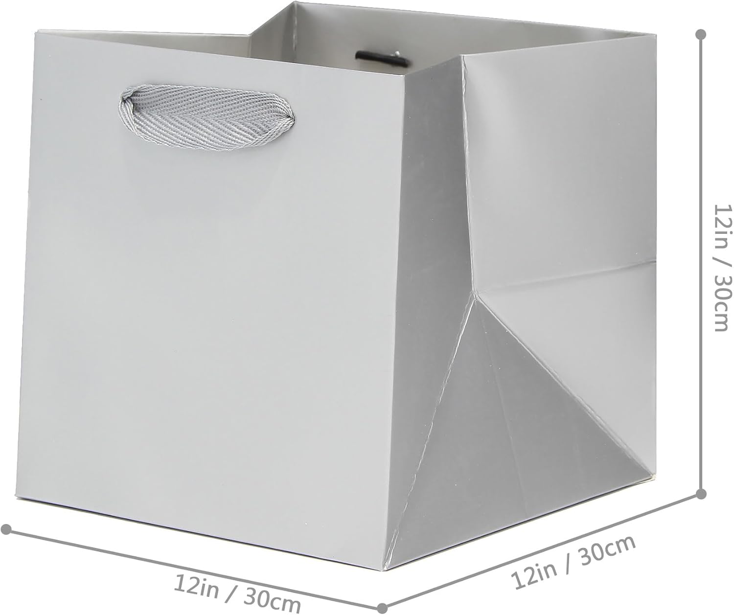 Silver Gray Square Gift Bags 12 Inch 10 CT