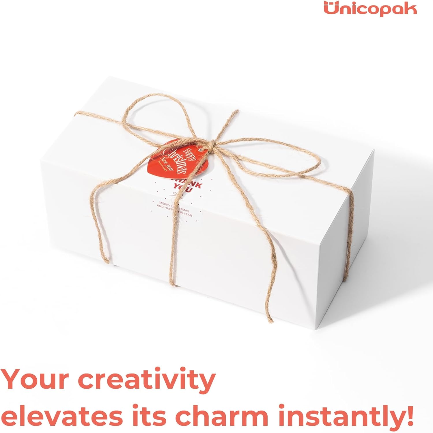 UnicoPak 6 Pack White Gift Boxes with Lids 10x5x4