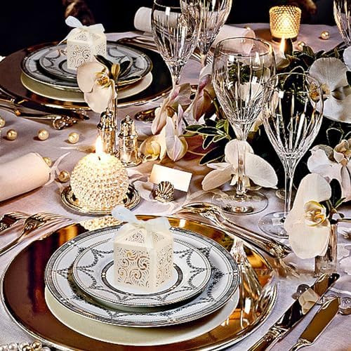 COTOPHER 100Pcs Laser Cut Beige Gift Boxes