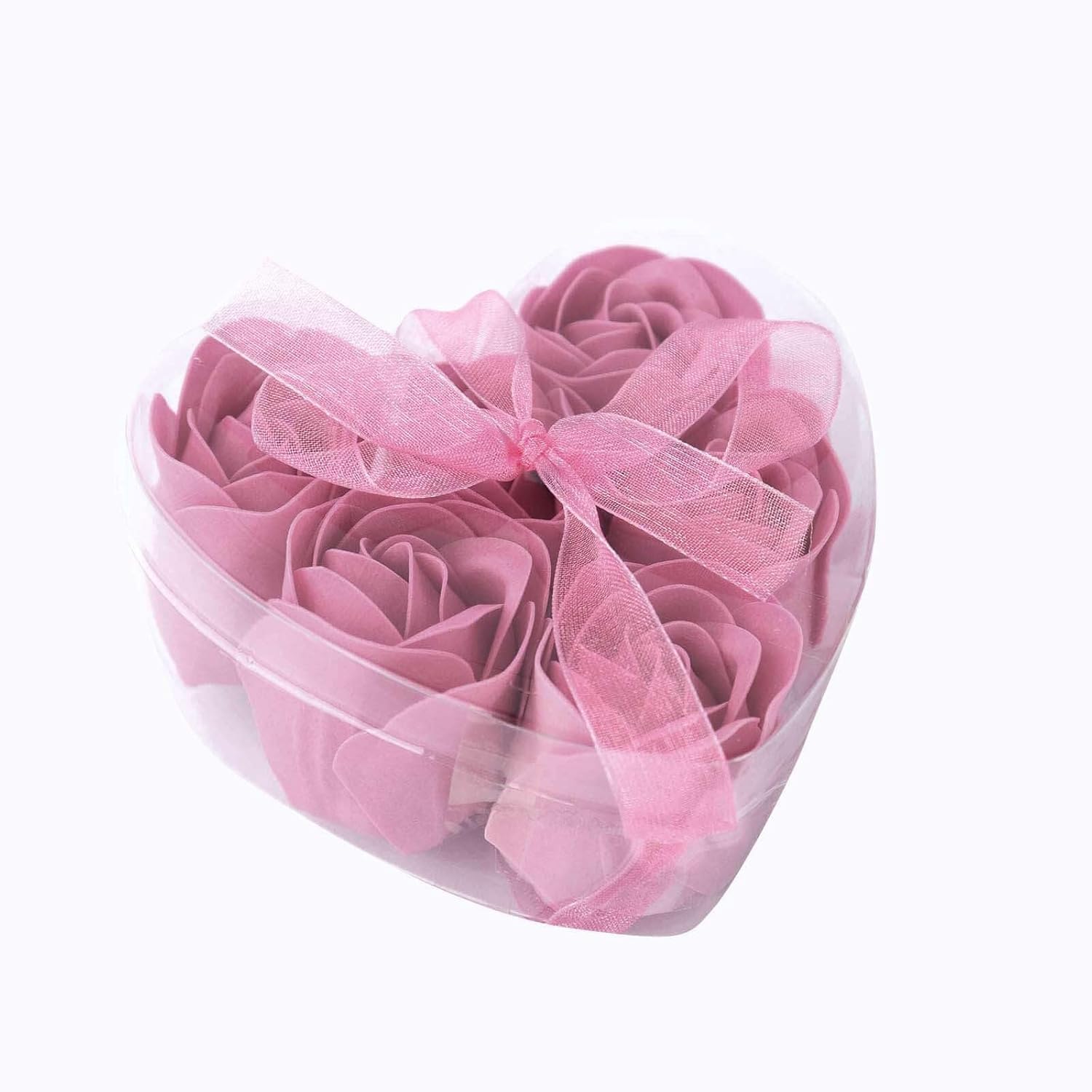4 Pack Dusty Rose Scented Soap Roses with Gift Boxes and Ribbons