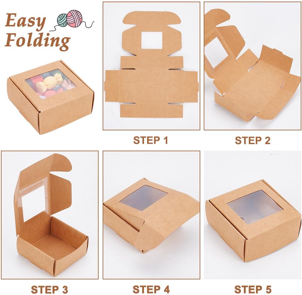 HOBBIESAY 20Pcs Folding Paper Boxes with Clear Window