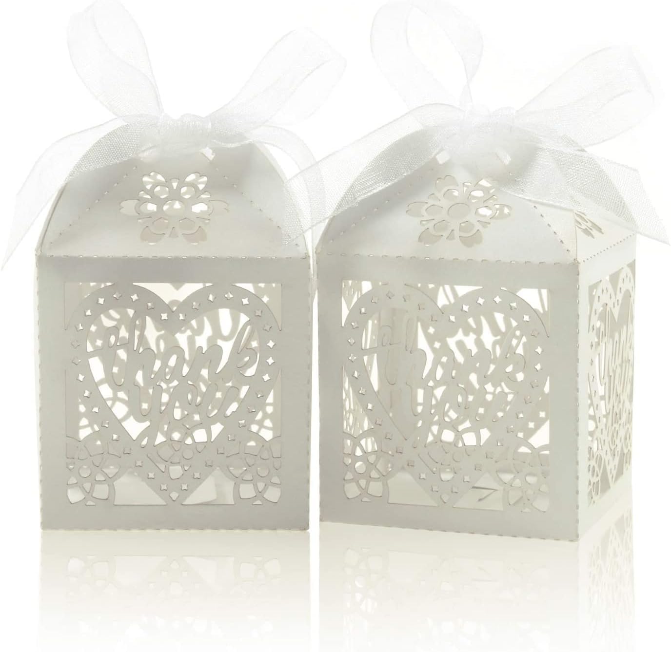 COTOPHER 60pcs Laser Cut Thank You Gift Boxes with Ribbons