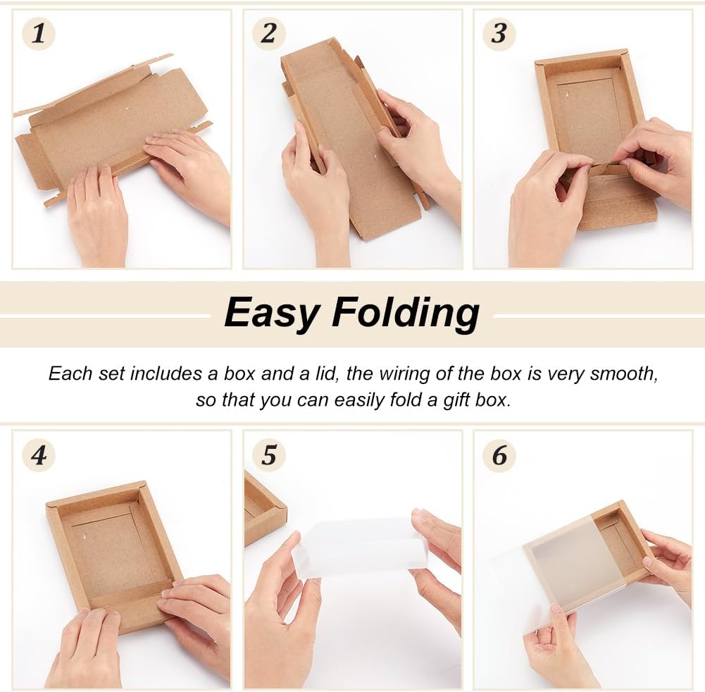 BENECREAT 30 Pack Rectangle Brown Kraft Gift Boxes