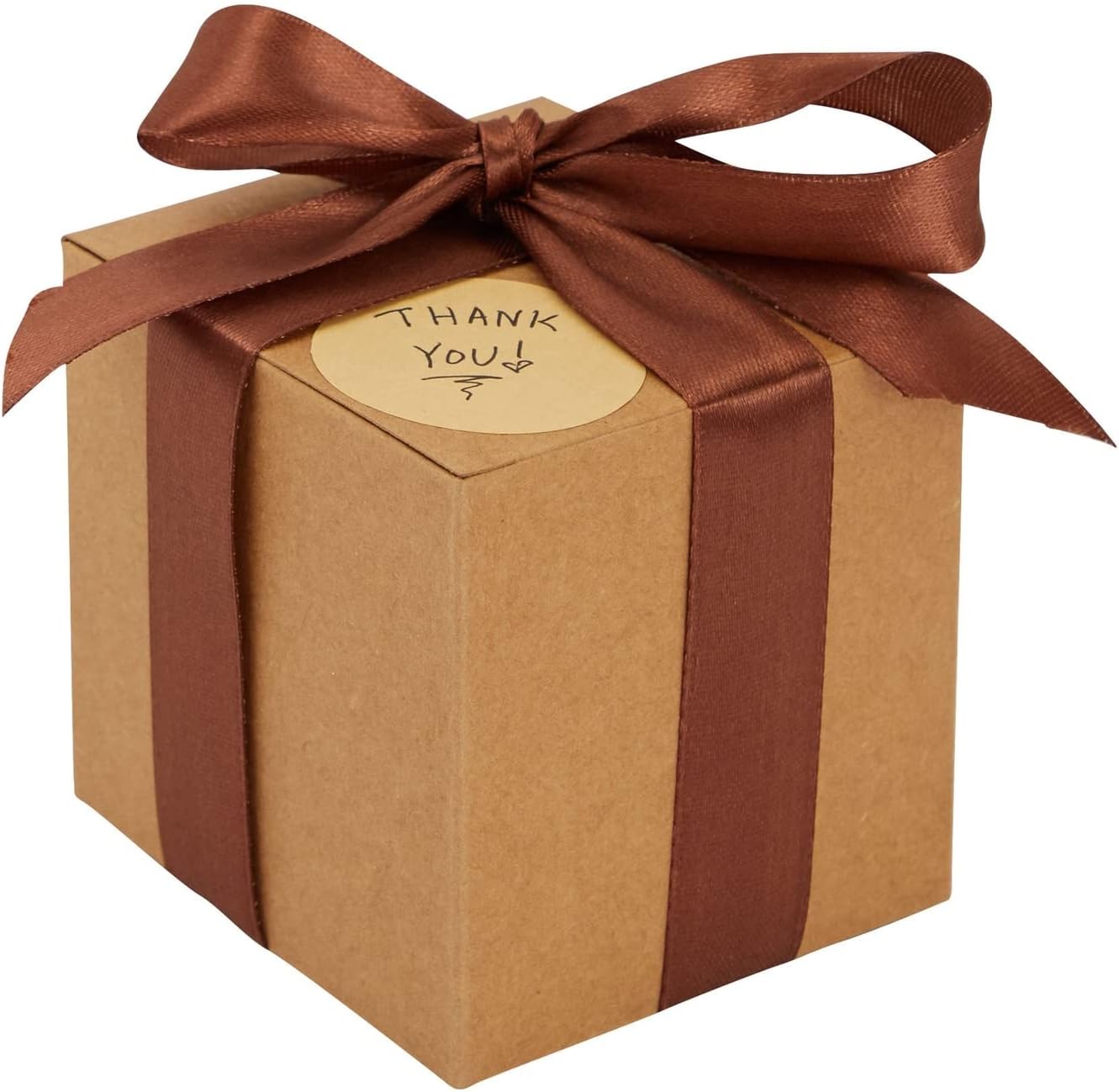 Stockroom Plus 50-Pack Brown Kraft Paper Boxes with Ribbons and Stickers